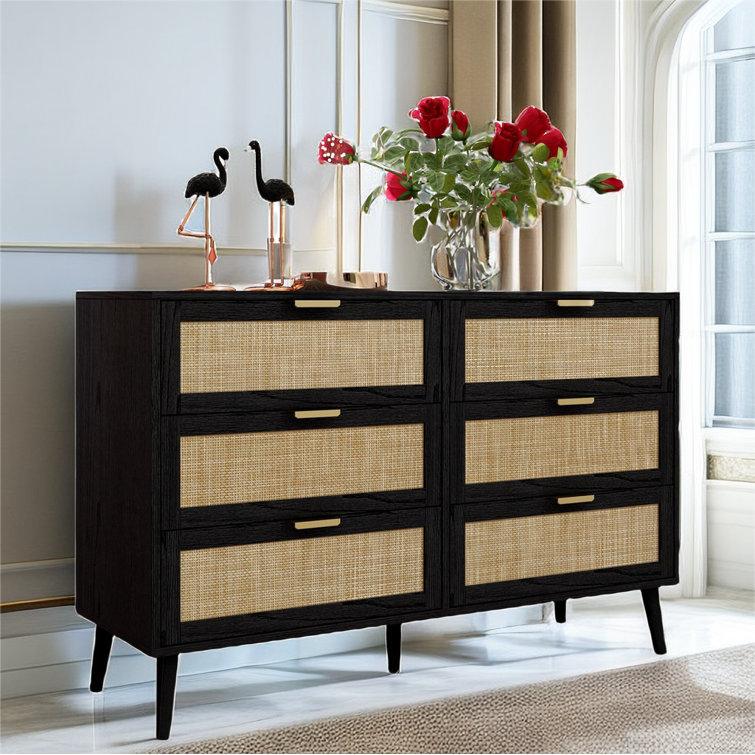 Black and on sale rattan dresser